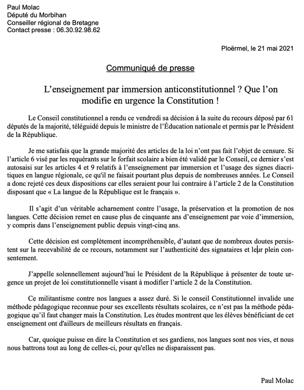 lettre molac conseil constututionnel