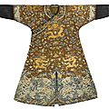 A <b>chestnut</b> <b>embroidered</b> <b>gauze</b> 'dragon' robe, Jiaqing period