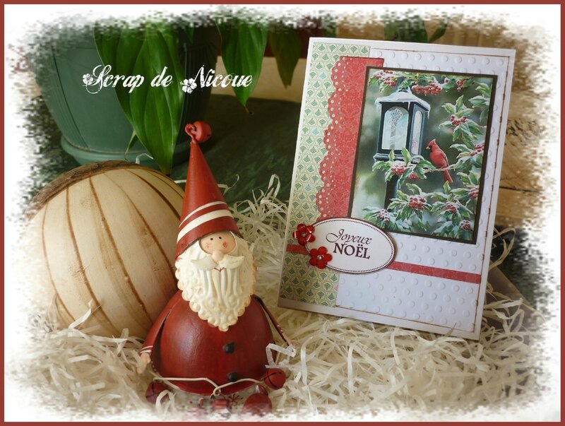 Carte Cardinal et lanterne verticale Joyeux Noël
