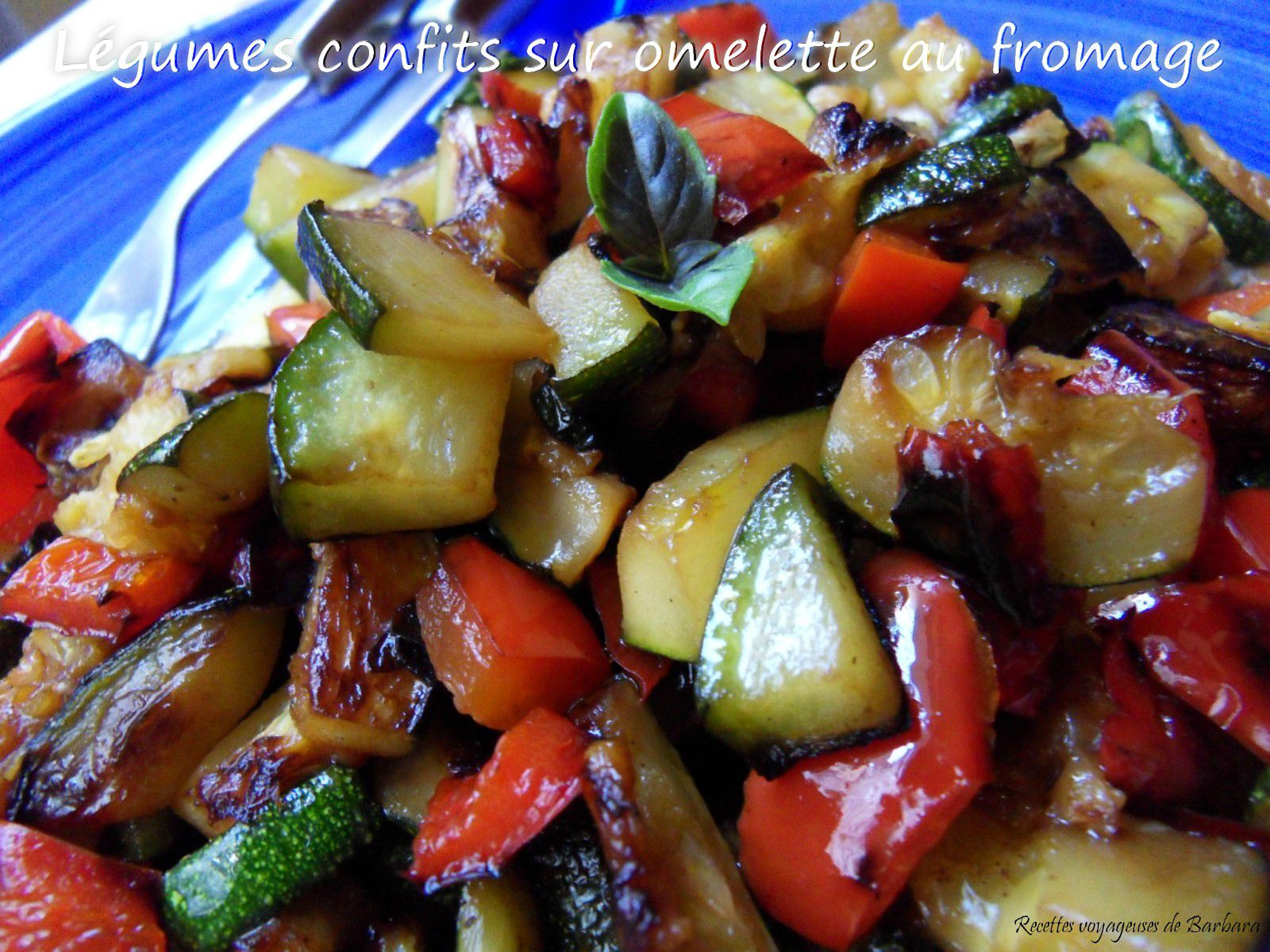 Légumes confits sur omelette au fromage2