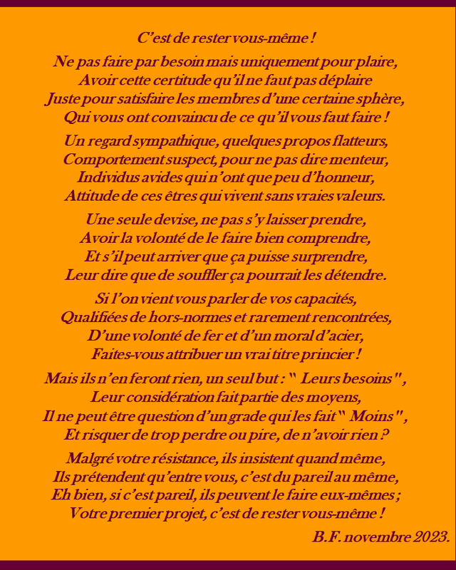 C'est de rester vous même p15 L3 m45
