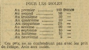 1912 07 03 Tour de France L'Auto 3 Prix aux isolés