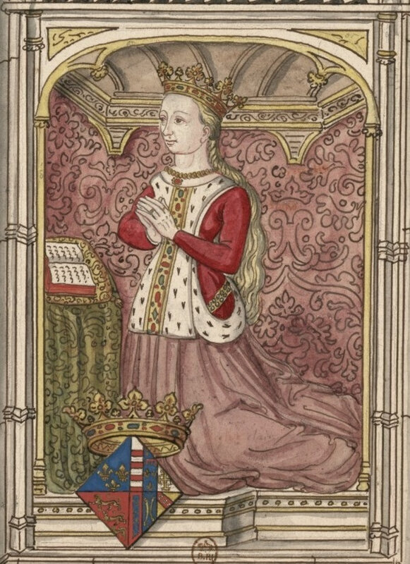 Marguerite d'Anjou sur un vitrail de la chapelle Saint Bernardin, XVIIe siècles, Gaignières 1386 (cliché gallica.bnf.fr)