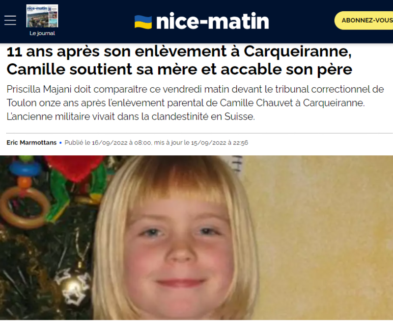 2022-09-18 18_15_21-11 ans après son enlèvement à Carqueiranne, Camille soutient sa mère et accable