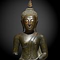 <b>Buste</b> de Buddha, Thailande, Style dit de U-Thong, ca 15° siècle 