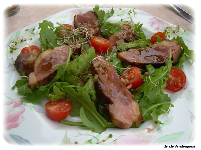 salade roquette et magret de canard