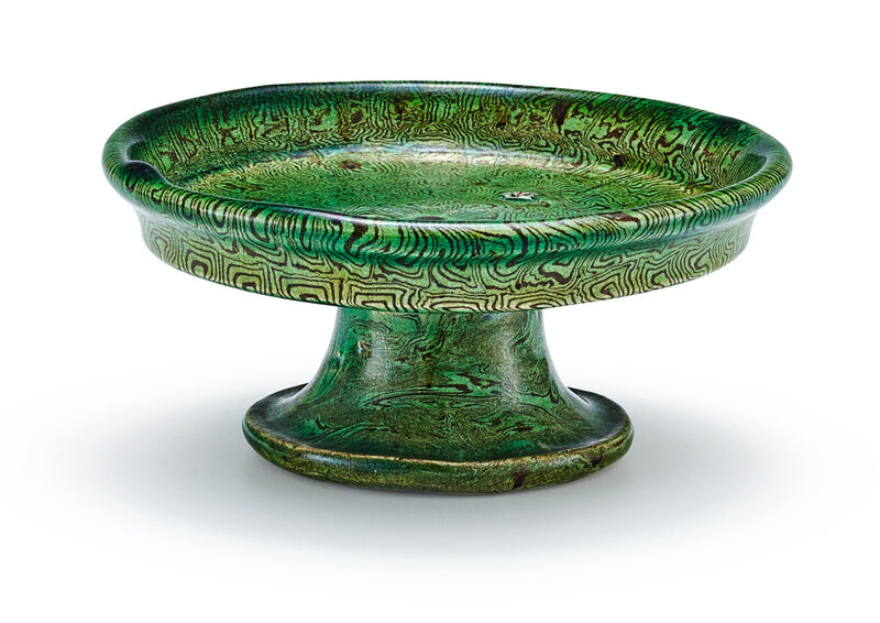 A small marbled green-glazed tazza, Six Dynasties (265-589)