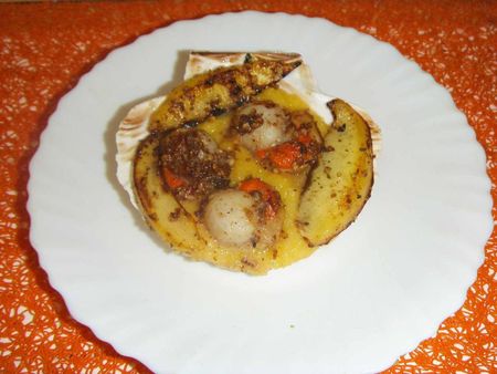 coquille st jacques pané et mangue