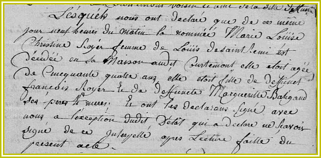 ROYER Marie Louise Christine - décès