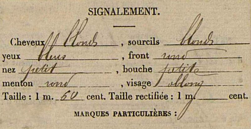 fiche matricule signalement