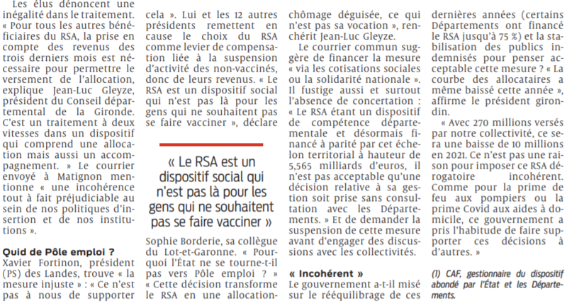 2021 10 31 SO RSA aux non-vaccinés la grogne des Départements2