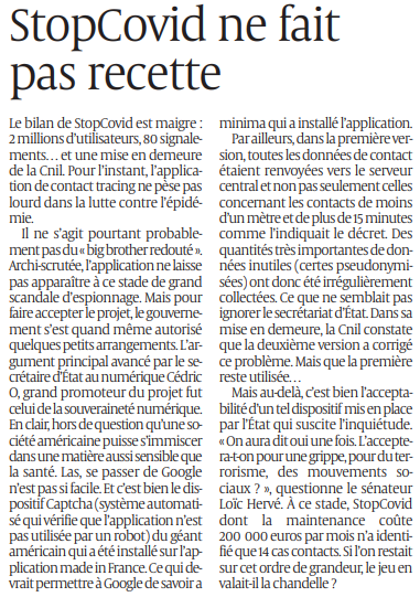 2020 07 29 SO StopCovid ne fait pas recette