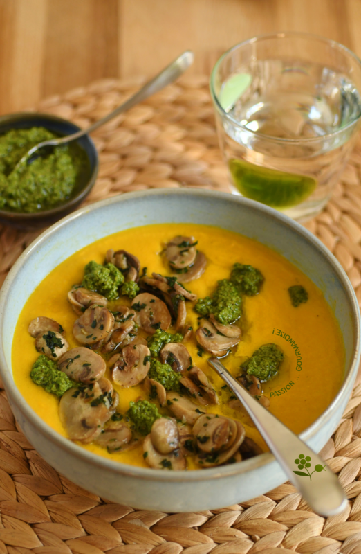 Velouté carottes, champignons & pesto de roquette_3