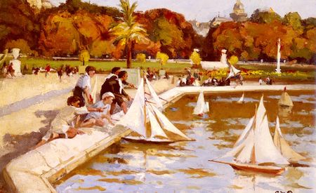 Dupuy_Paul_Michel_Children_Sailing_Their_Boats_In_The_Luxembourg_Gardens__Paris