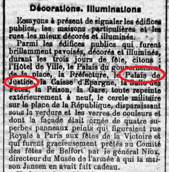 1919 08 21 Décorations La Frontière Palais Justice
