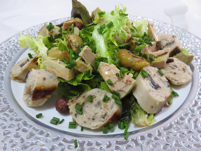 Salade de boudin blanc aux marrons et noisettes