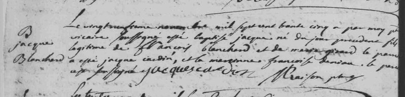 baptême paroisse Notre-Dame 1735