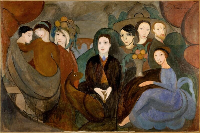 Marie_Laurencin,_1909,_Réunion_à_la_campagne_(Apollinaire_et_ses_amis),_oil_on_canvas,_130_x_194_cm,_Musée_Picasso,_Paris