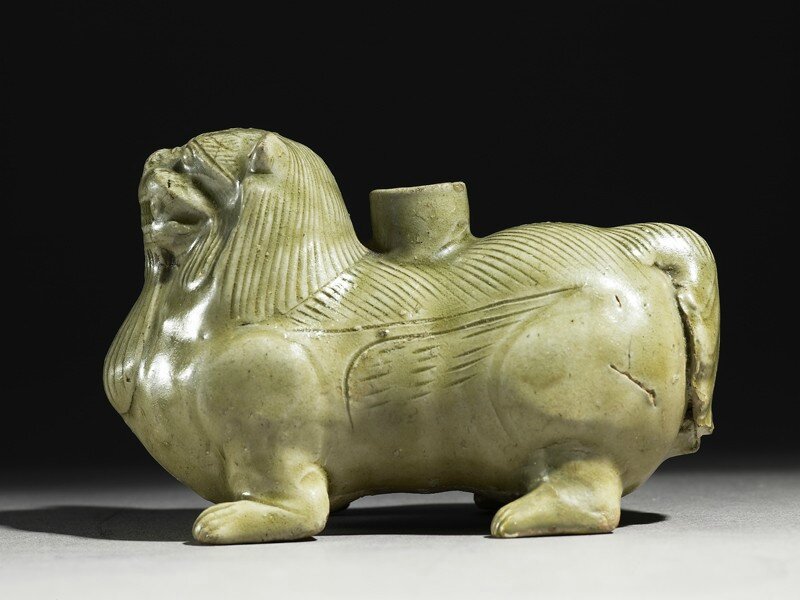 Greenware vessel in the form of a lion, Late 4th century - early 5th century AD, Six Dynasties Period (AD 221 - 589)