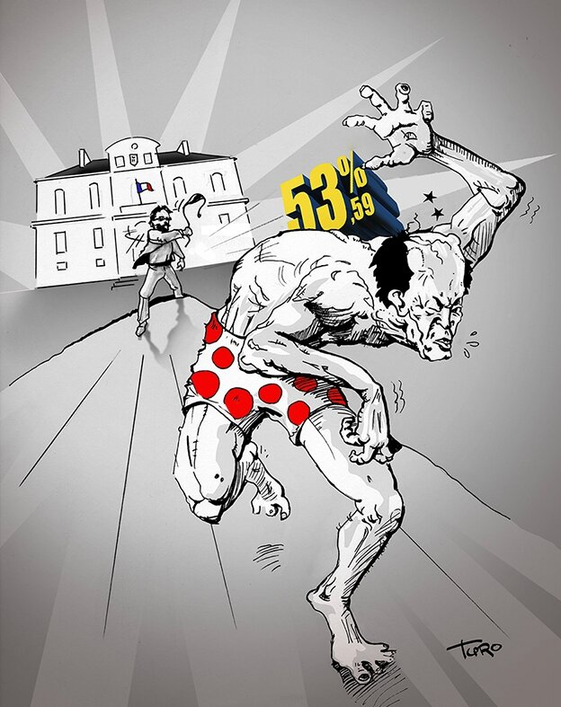 David Nicolas Guénhaël Huet David Goliath Avranches municipales 2014 caricature bible