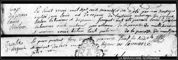 Acte de naissance de Jean-Louis Treton