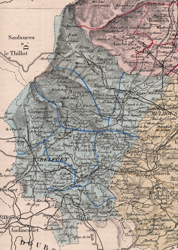 Carte Arrondissement Belfort 1871