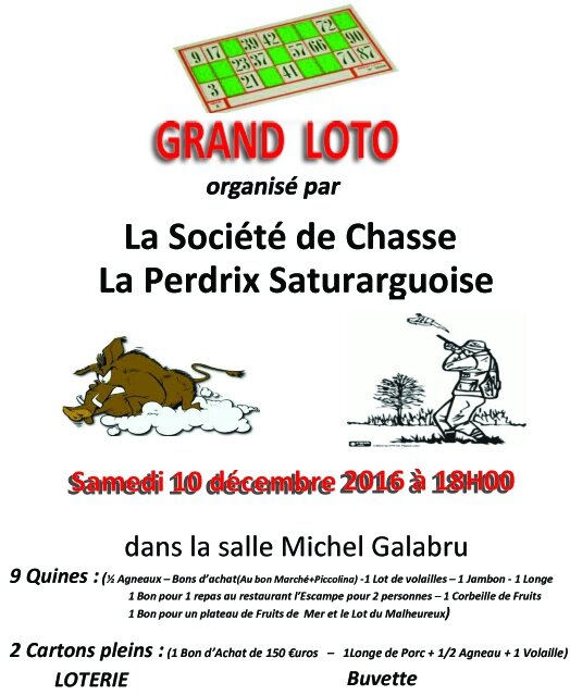 Société de Chasse Affiche LOTO 2016 copie