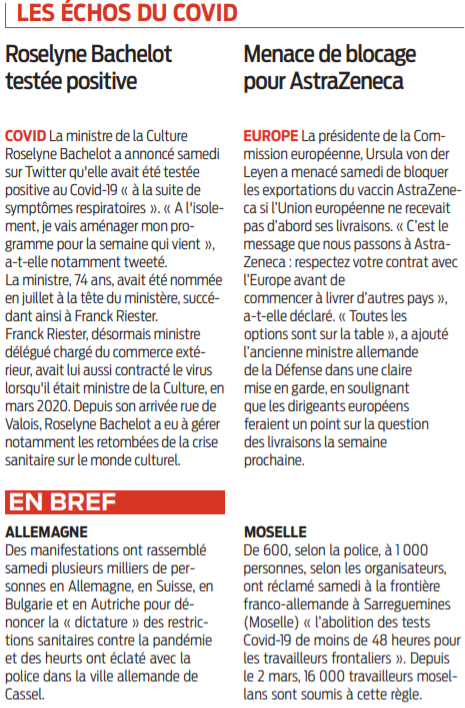 2021 03 21 SO Les échos du Covid