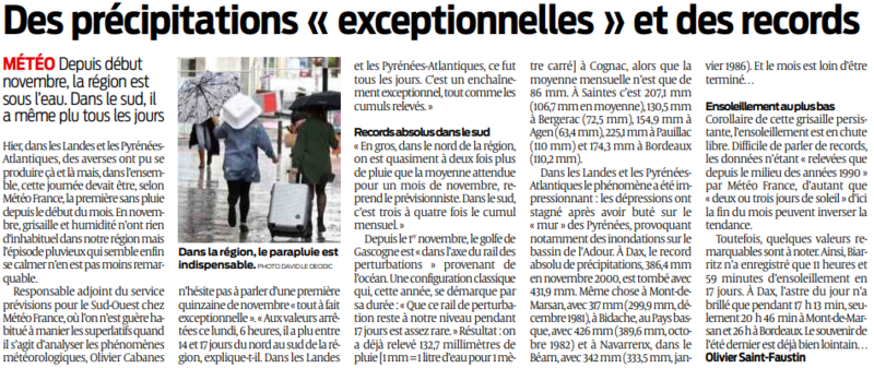 2019 11 19 SO Des récipitations exceptionnelles et des records
