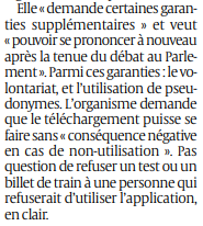 2020 04 27 SO La Cnil pose des conditions sur le traçage StopCovid2