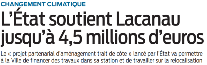 2021 10 08 SO L'état soutient Lacanau jusqu'à 4 millions et demi d'euros