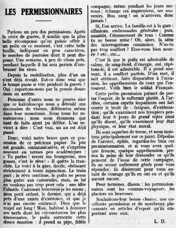 Face aux boches les permissionnaires