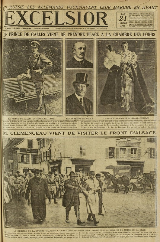 1918 02 21 Clémenceau à Masevaux L'Excelsior
