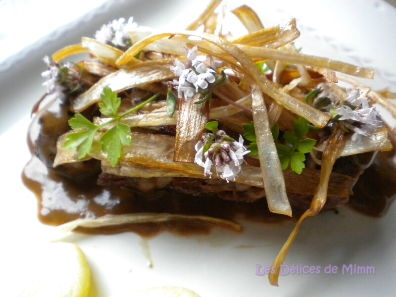 Filet mignon sauce café-crème, croustillants de poireau 2