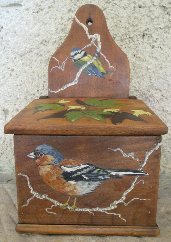 Boîte à sel "Oiseaux" (bois peint)