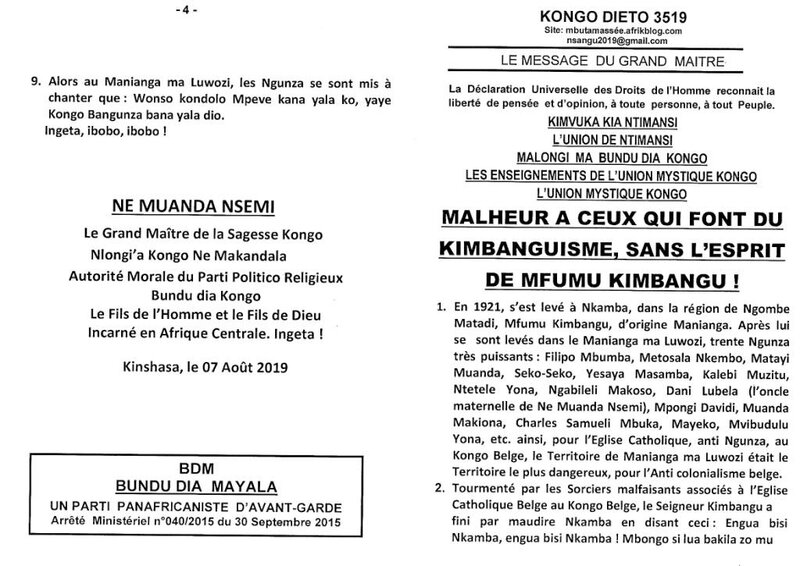 MALHEUR A CEUX QUI FONT DU KIMBANGUISME SANS L'ESPRIT DE MFUMU KIMBANGU a