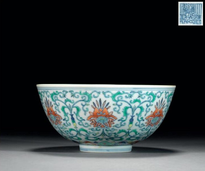 A very fine doucai 'floral' bowl, Daoguang seal mark and of the period
