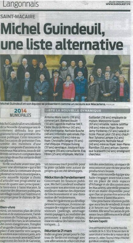 article sud ouest 13032014