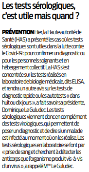 2020 05 03 SO Les tests sérologiques c'est utile mais quand