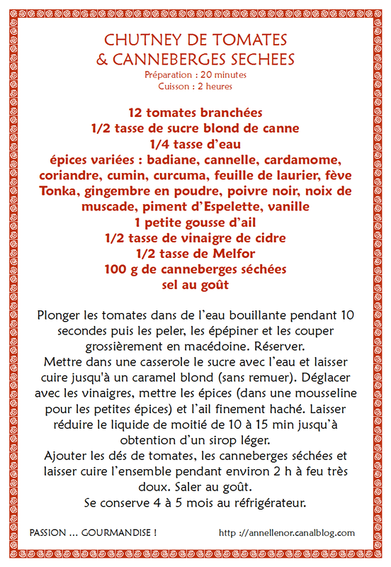 Chutney tomates & canneberges séchées_fiche