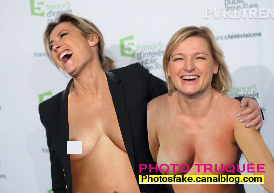 Caroline Roux et Anne-Elisabeth Lemoine, seins nus