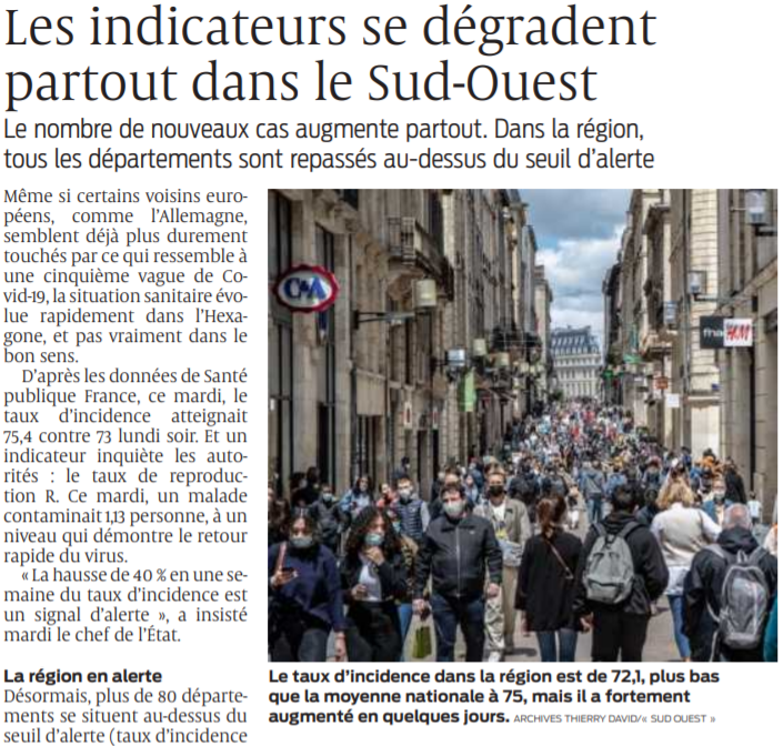 2021 11 11 SO Les indicateurs se dégradent partout dans le Sud-Ouest
