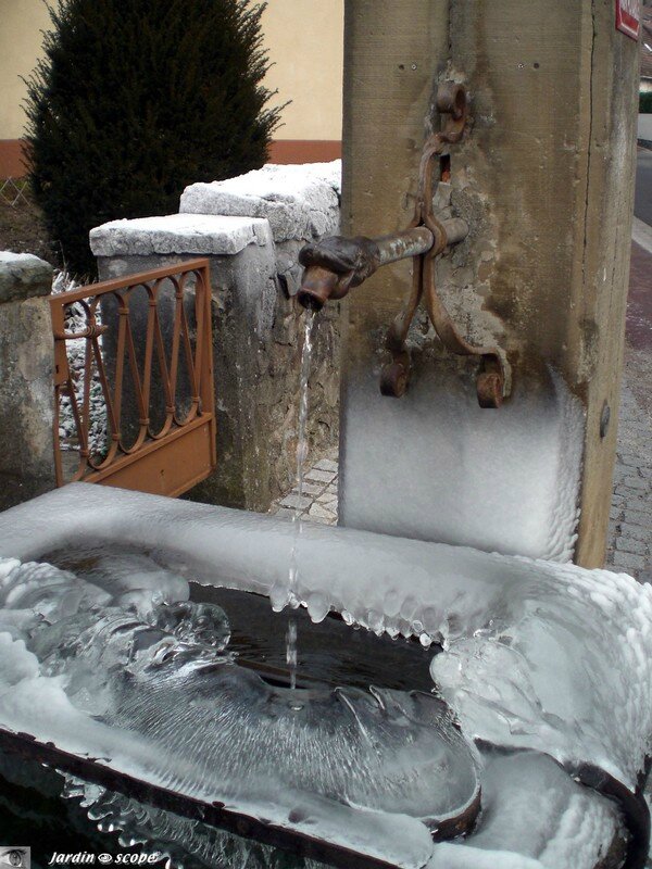 Fontaine en glace en Alsace