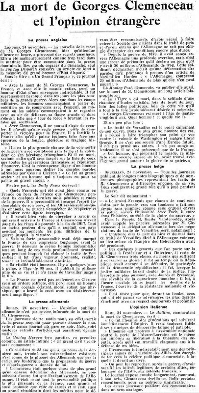 Le Figaro mort de clemenceau1