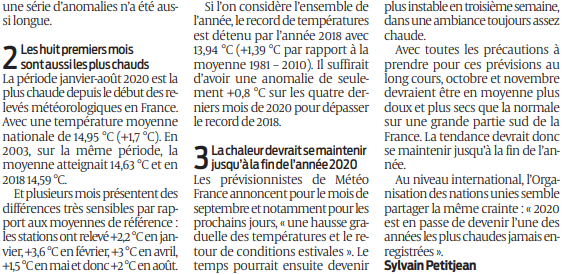 2020 09 04 SO Pourquoi 2020 pourrait battre le record de l'année la plus chaude2
