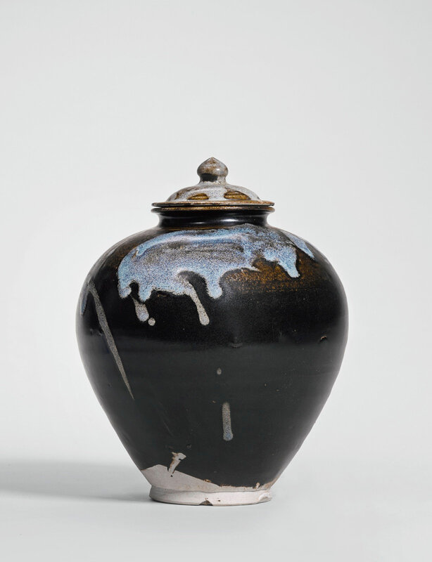 A phosphatic-splashed jar and cover, Tang dynasty (618-907)