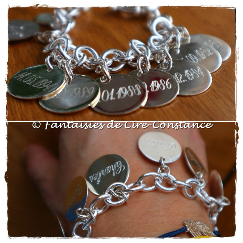 Bracelet bouée argent massif médailles 20 mm plates et Vierge coeur croix-2