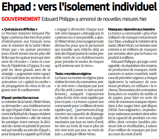 2020 03 29 SO Ehpad vers l'isolement individuel