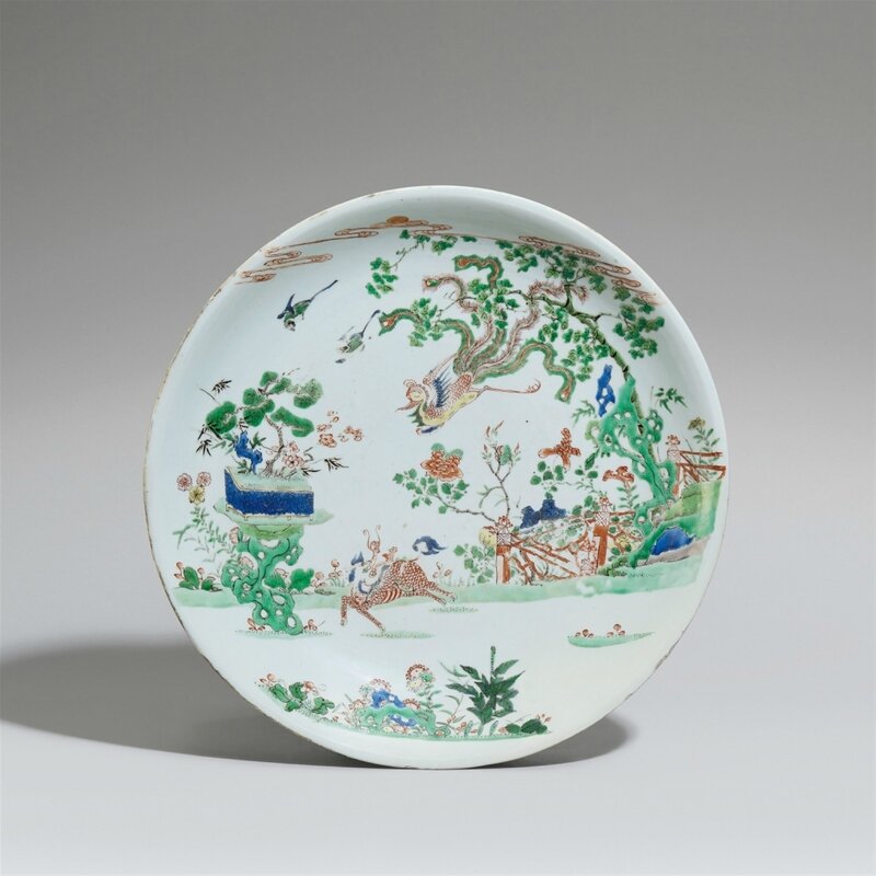 A famille verte saucer-shaped charger, Kangxi period (1662-1722)