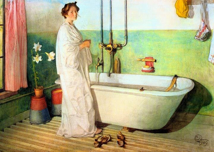 Carl Larsson - Lisbeth prepare un bain